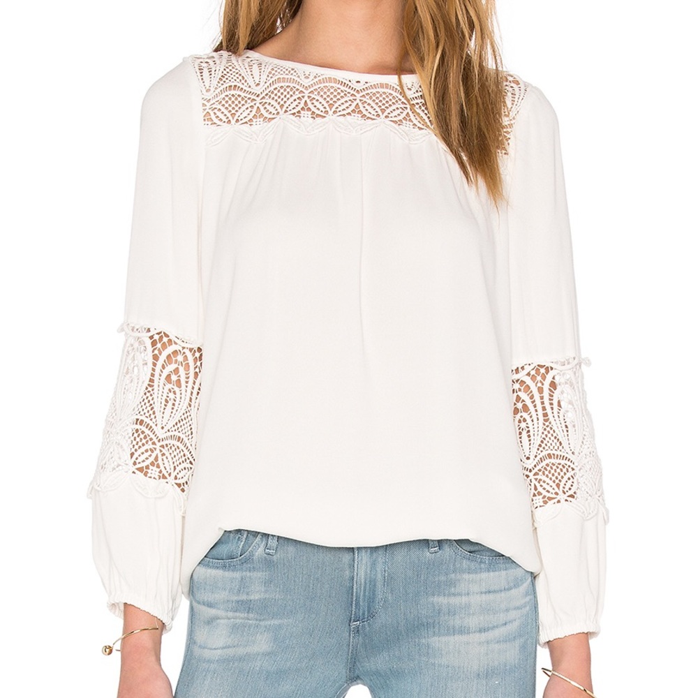 Joie coastal lace inserts blouse XS